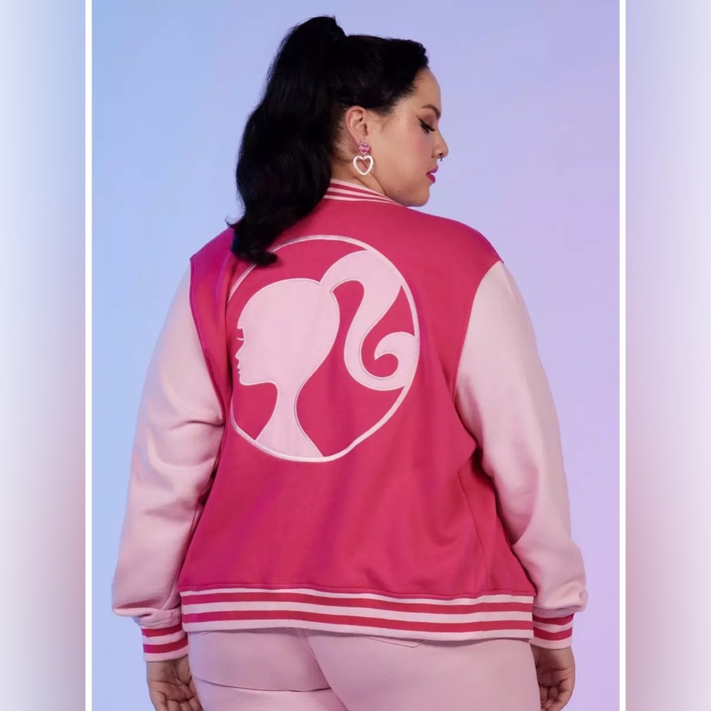 NWT Barbie Pink Varsity Jacket Pink Barbie Silhouette Sold Out Online